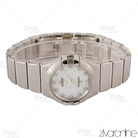 ساعت امگا کانسلیشن زنانه سیلور صفحه صدفی ایندکس نگین‌دار 104222