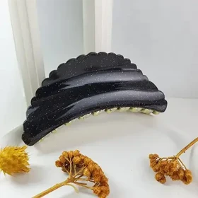 گلیپس زنانه اکلیکی نیمه شفاف طرح هلالی دندانه طلایی