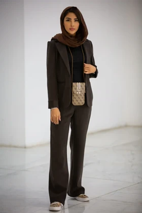 کت زنانه یقه E اسپرت لامر (قهوه ای)