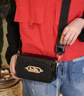 کیف دوشی زنانه مشکی مدل هورسیا