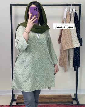 تونیک مانتویی یقه دار نخی شانتون