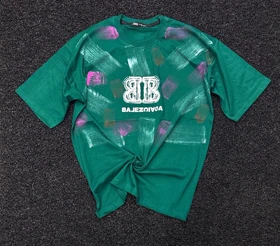 تیشرت Balenciaga آرتیستیک Balenciaga رنگ سبز یشمی با طرح پینت برش