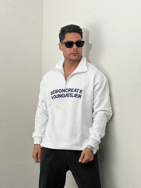 دورس مردانه نیم زیپ گلدوزی