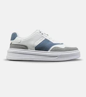 کفش کتانی کژوال مردانه و زنانه سفید آبی BERSHKA مدل 8850