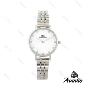 ساعت DW زنانه مینی گرد سیلور سفید ایندکس نگین w-1676