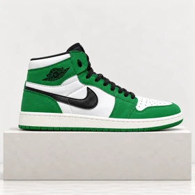 کتانی ساق‌دار نایک Air Jordan 1 سفید سبز مشکی مدل 9707 استایل خیابانی