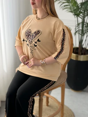 ست خانگی قلبی 0250 (کرم)