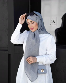 روسری وال نخی طوسی تیره