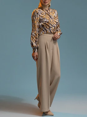 شلوار زنانه کرپ پیلی دار از بالا گشاد 10111