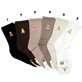 جوراب ساق بلند نخ پنبه گلدوزی طرح تدی برند شایسته