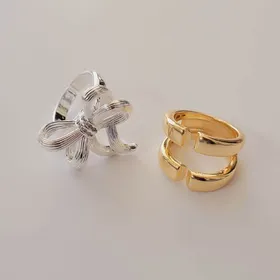 انگشتر پاپیون دوقلو طلایی/ نقره ای