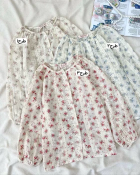 شومیز تمام خامه دوزی جلو دکمه کد 5108