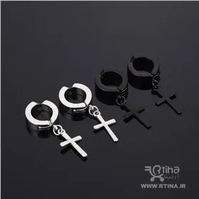 گوشواره بدون سوراخ گوش مدل صلیب پسرانه و دخترانه