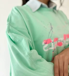 دورس پنبه زنانه مدل باکسی طرحدار قد 70