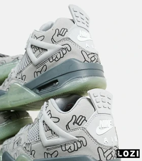 کفش کتانی ساق‌دار مردانه طوسی سبز Jordan 4 x Kaws
