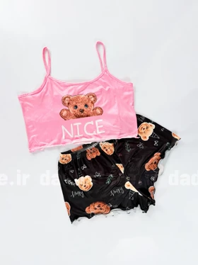 ست لباس خواب تاپ و شورتک طرح خرس Nice