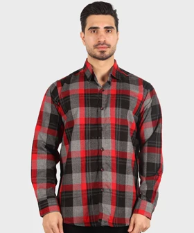 پیراهن مردانه پشمی چهارخانه قرمز 0198