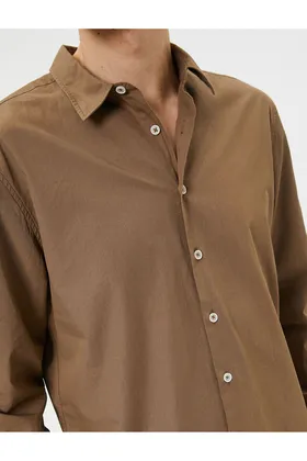 پیراهن کلاسیک آستین بلند دکمه دار 4SAM60058HW