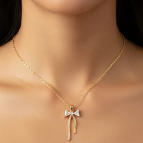گردنبند دخترانه مدل پروانه نگینی