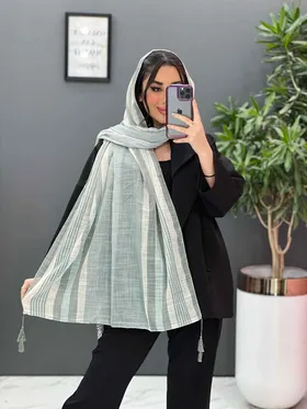 شال لینن طرح راه راه ریز
