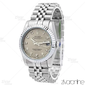 ساعت رولکس دیت جاست مردانه صفحه طوسی ایندکس نگین‌دار 106066