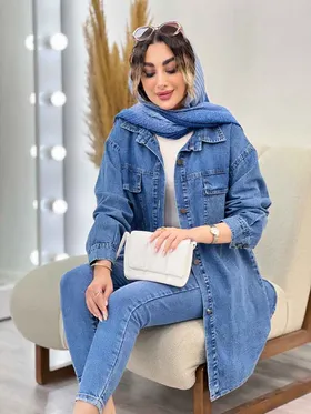 مانتو جین دو جیب پاکتی آنیسا