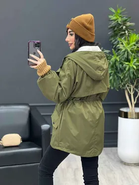 کاپشن آستین رگلان داخل خز