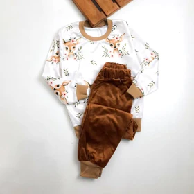 بلوز شلوار مخمل دخترانه طرح کرومی ,تک شاخ وگوزنی