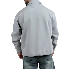 دورس مردانه یقه نیم زیپ طوسی طرح ساده