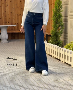 شلوار فلر بگ جین آبی جیب فیلتو