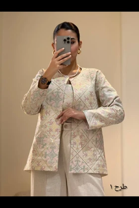 سه تیکه اینن ترک مزونی(کت -شلوار -تاپ)