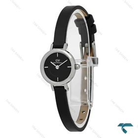 ساعت زنانه دنیل ولینگتون Petite Mini سیلور بند چرم مشکی DW-7969-L