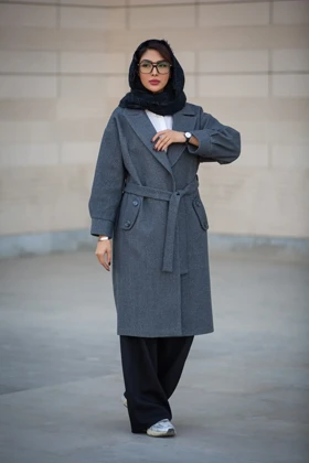 پالتو بلند جیب دکمه دار