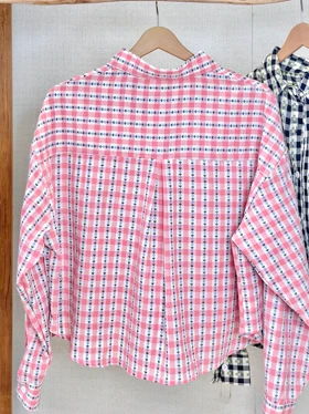 شومیز وارداتی خنک چهارخونه مشکی