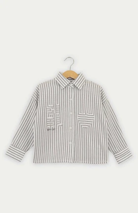 شومیز نساجی راه راه استین بلند