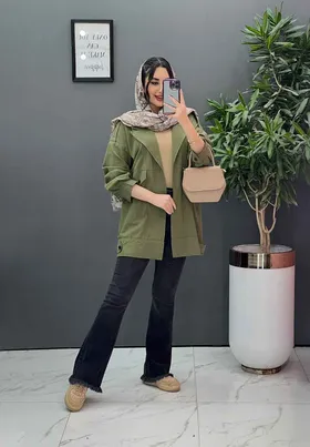 مانتو کتی لینن جیب کج