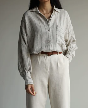شومیز راه‌راه لینن tghv_h&m