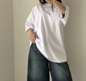 تیشرت لانگ سفید ساده هیمه استایلیش