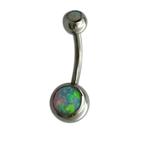 پیرسینگ ناف استیل زنانه با نگین اوپال