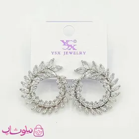 گوشواره میخی زنانه YSX مجلسی نگین‌دار نقره ای