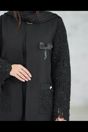 کت شانتون آستین گیپور پاپیونی