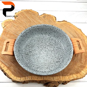 تابه 24 دودسته دسته چوبی گرانیتی طوسی سفید هاناتک