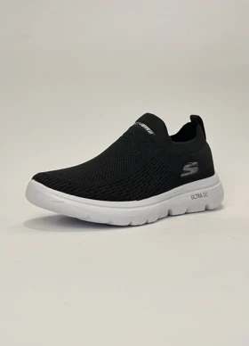 کفش راحتی اسکچرز جورابی بدون بند مشکی زیر سفید