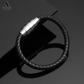 دستبند مون بلان مشکی Montblanc Bracelet SK2 (نقره‌ای)