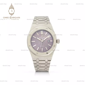 ساعت مچی اودمار پیگه باتری بند سیلور صفحه بنفش Audemars Piguet