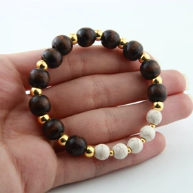 دستبند زنانه چوبی مدل گوی دار