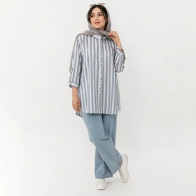 مانتو زنانه اسپرت راه راه کد 113