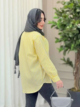 مانتو راه راه تک جیب پایین هلال