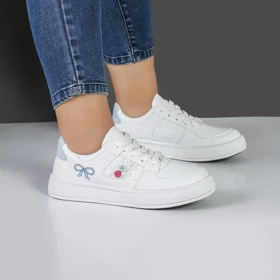 کفش و کتانی ونس راحتی زنانه و دخترانه رنگ سفید آبی کد M964