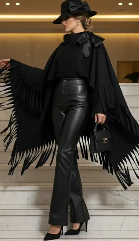 پانچو سرخپوستی مخملی بلک رژ